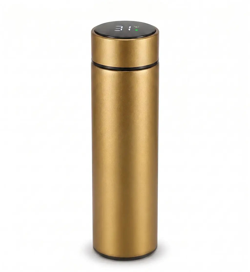 Garrafa Térmica Inteligente 500ml com Display de Temperatura LED – Inox a Vácuo para Bebidas Quentes e Geladas