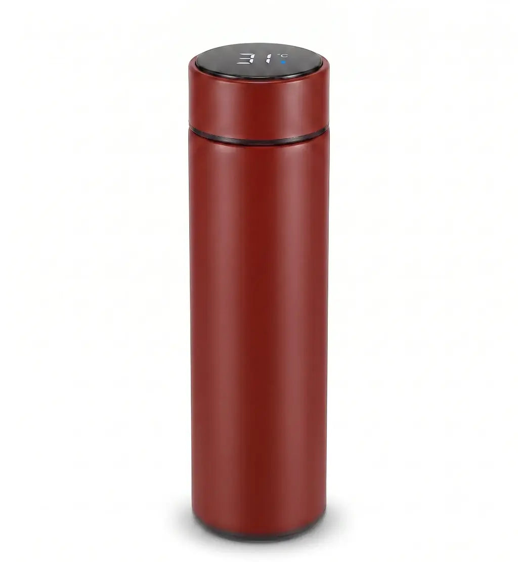 Garrafa Térmica Inteligente 500ml com Display de Temperatura LED – Inox a Vácuo para Bebidas Quentes e Geladas