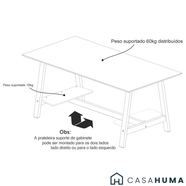 Escrivaninha Gamer com LED e Suporte para Gabinete –