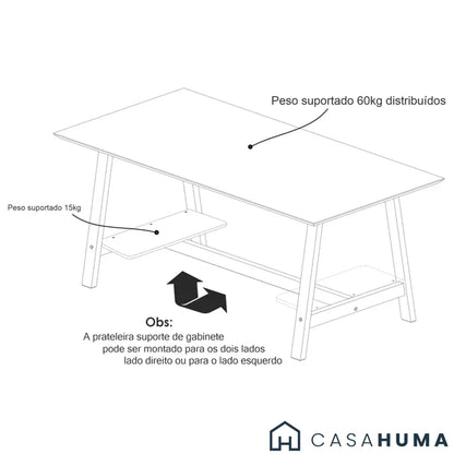 Escrivaninha Gamer com LED e Suporte para Gabinete –