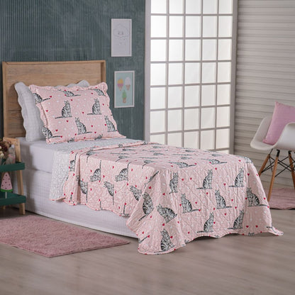 Kit Cobre Leito Colcha Solteiro 2 Peças 150 Fios Matelado Estampado