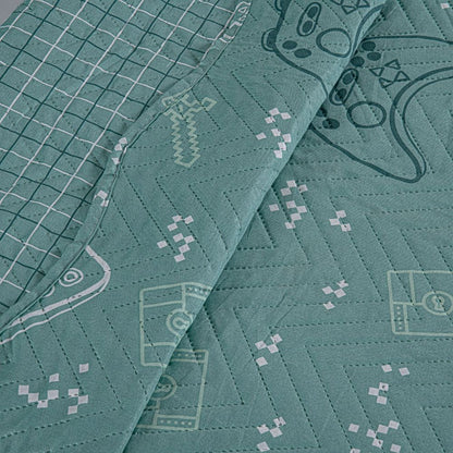 Kit Cobre Leito Colcha Solteiro 2 Peças 150 Fios Matelado Estampado