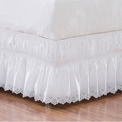 Saia para Cama Box Casal Padrão Branca com Bordado Ultrassônico – Acabamento Elegante e Fácil de Instalar