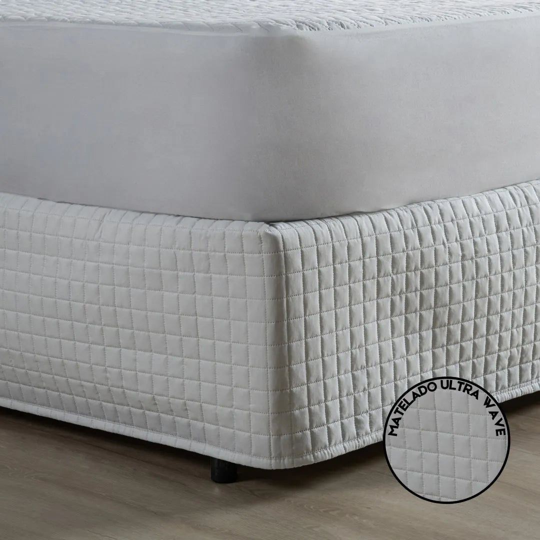 Saia para Cama Box Casal Padrão Matelada 150 Fios – Acabamento Quadriculado Elegante e Fácil de Instalar