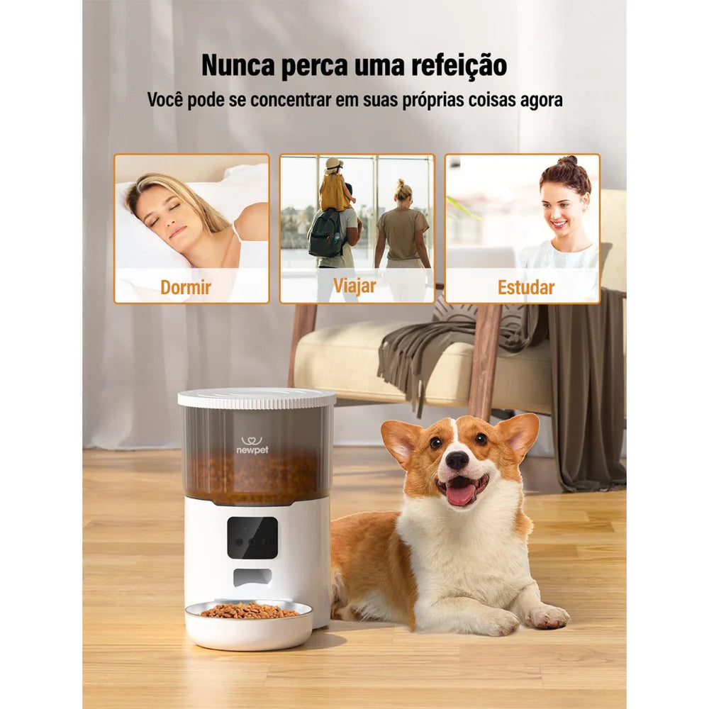 Alimentador Automático Wi-Fi 4L para Cães e Gatos com Porções Programáveis – Controle pelo Aplicativo Bivolt